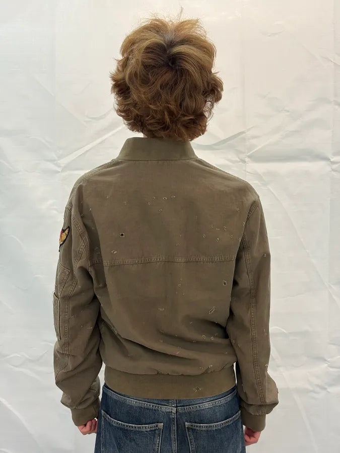 2010s Alexander McQueen Green Distressed Military Bomber Jacket REqBcYk 3