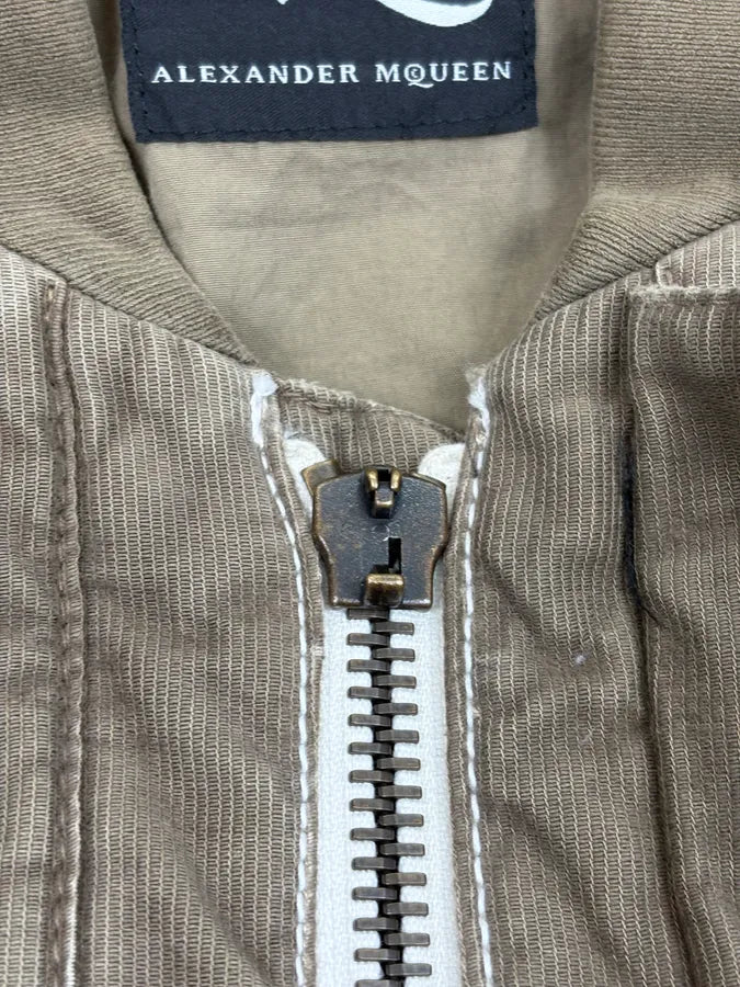 2010s Alexander McQueen Green Distressed Military Bomber Jacket REqBcYk 9