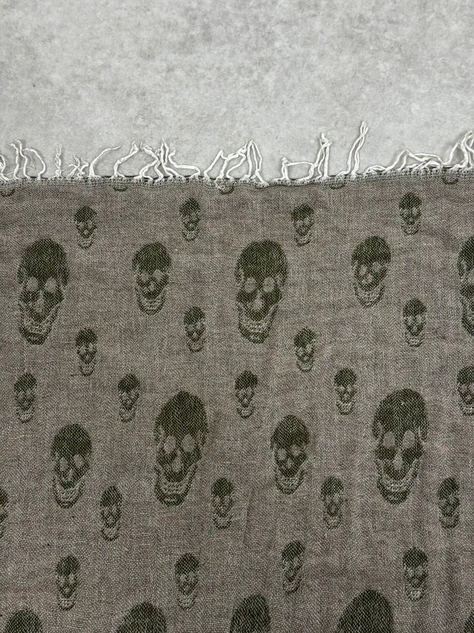 Alexander McQueen Grey & Green Deadskull Scarf mOQcCfd 5