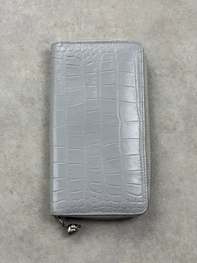 Alexander McQueen Grey Crocodile Embossed Leather Wallet QLSYAHw 0