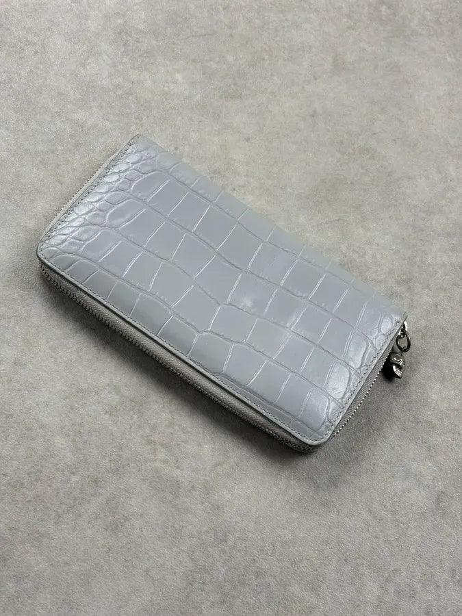 Alexander McQueen Grey Crocodile Embossed Leather Wallet QLSYAHw 2
