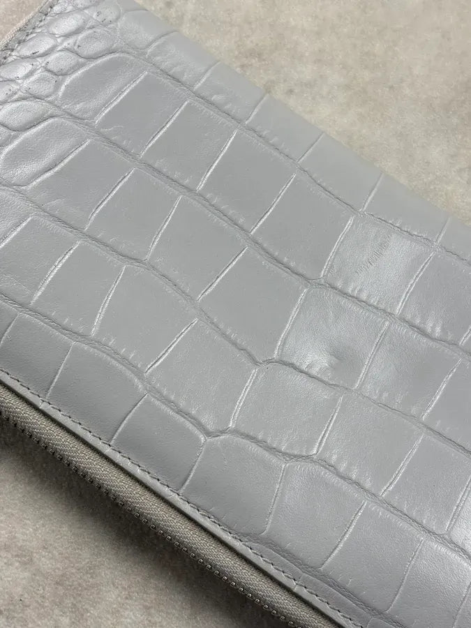 Alexander McQueen Grey Crocodile Embossed Leather Wallet QLSYAHw 3