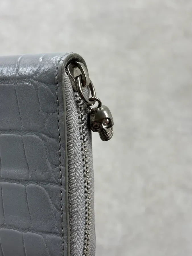 Alexander McQueen Grey Crocodile Embossed Leather Wallet QLSYAHw 7