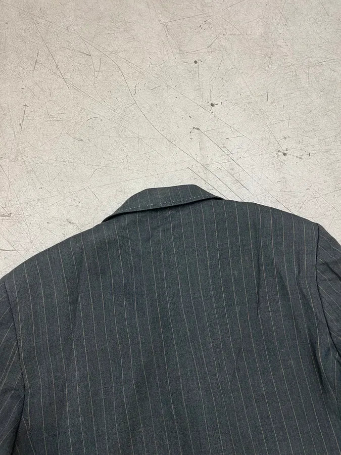 2000s Alexander McQueen Grey Wool Pinstripe Suit Blazer Jacket LlyFmZz 7