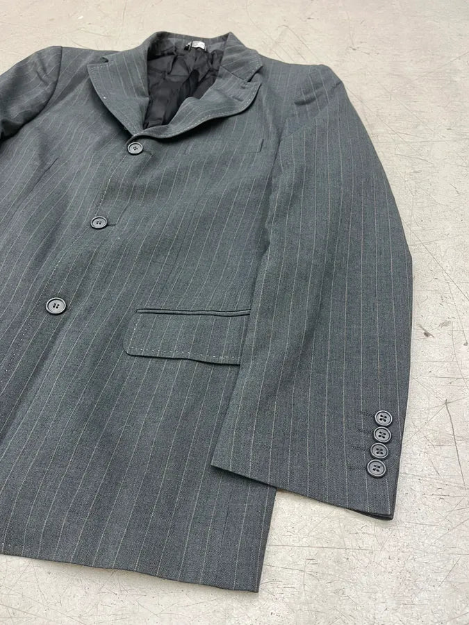 2000s Alexander McQueen Grey Wool Pinstripe Suit Blazer Jacket LlyFmZz 4