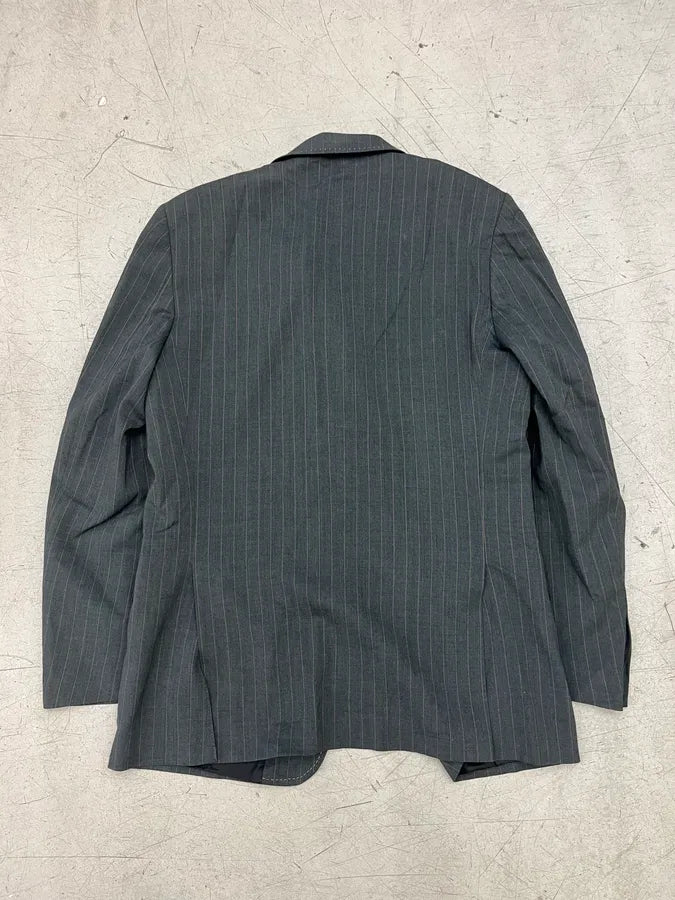 2000s Alexander McQueen Grey Wool Pinstripe Suit Blazer Jacket LlyFmZz 6