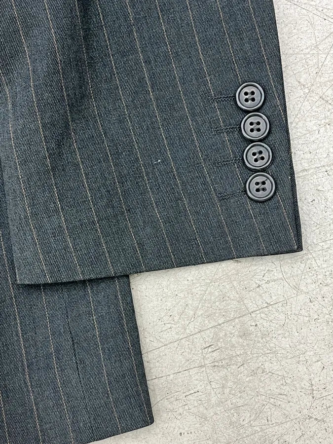 2000s Alexander McQueen Grey Wool Pinstripe Suit Blazer Jacket LlyFmZz 9