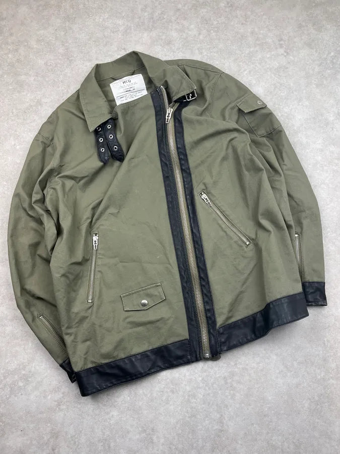 2010s Alexander McQueen Olive Asymmetrical Military Perfecto Jacket cXmdvFM 4