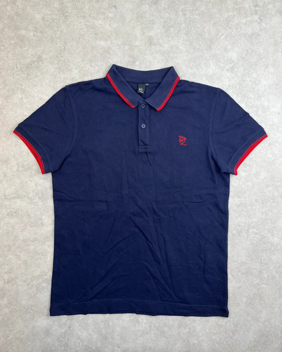 SS2014 Alexander McQueen Navy Contrast Trim Embroidered Polo cSkvcjM 0