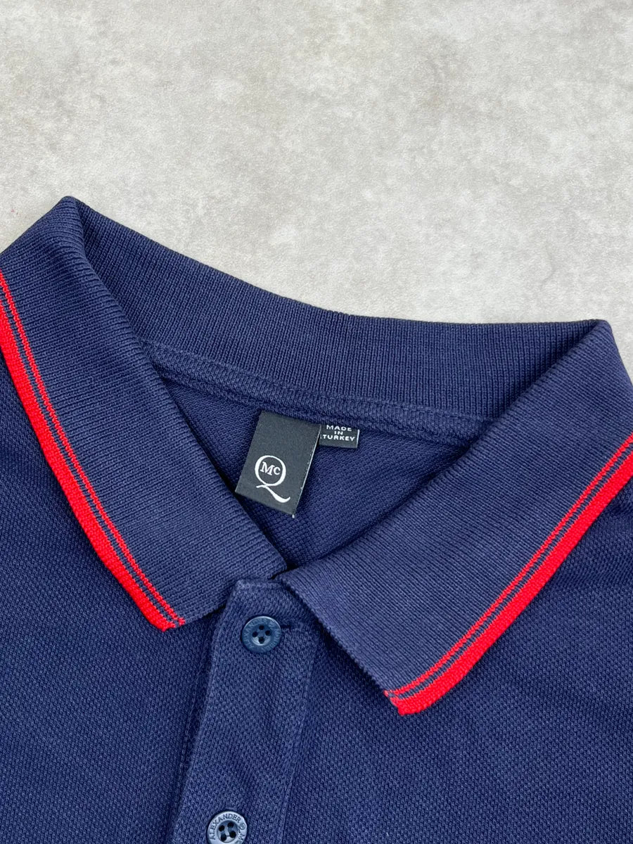 SS2014 Alexander McQueen Navy Contrast Trim Embroidered Polo cSkvcjM 7