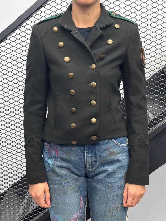 SS2011 Alexander McQueen Olive Wool Officer Double-Breasted Military Blazer Jacket PbMItsi 1