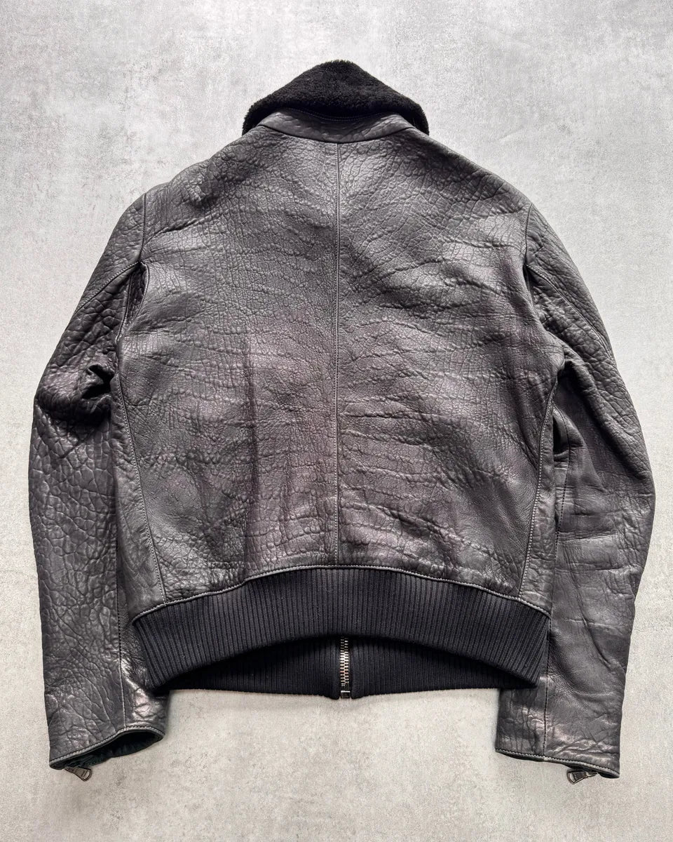 Alexander McQueen Raw Black Leather Jacket (S) 2