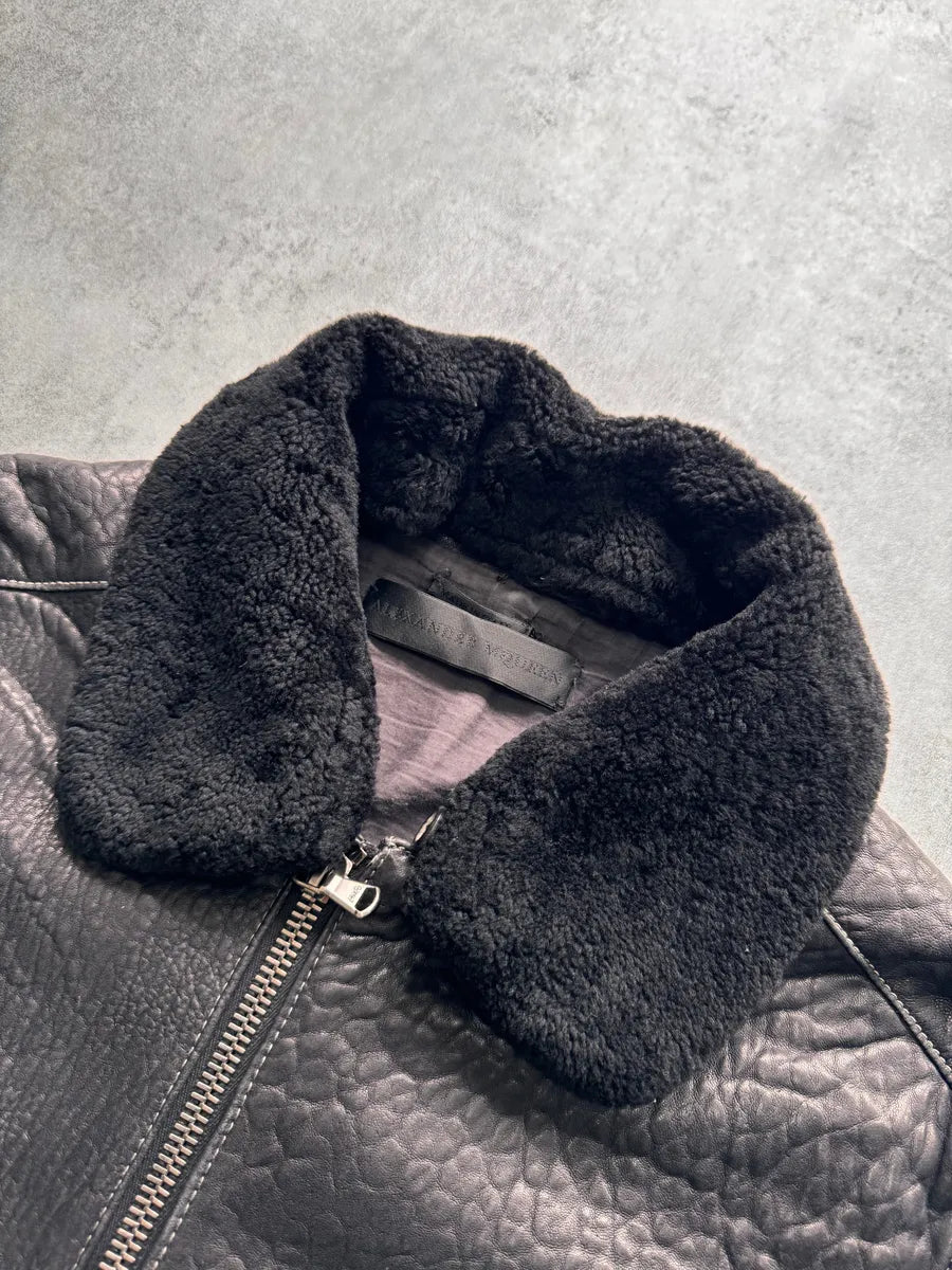 Alexander McQueen Raw Black Leather Jacket (S) 4