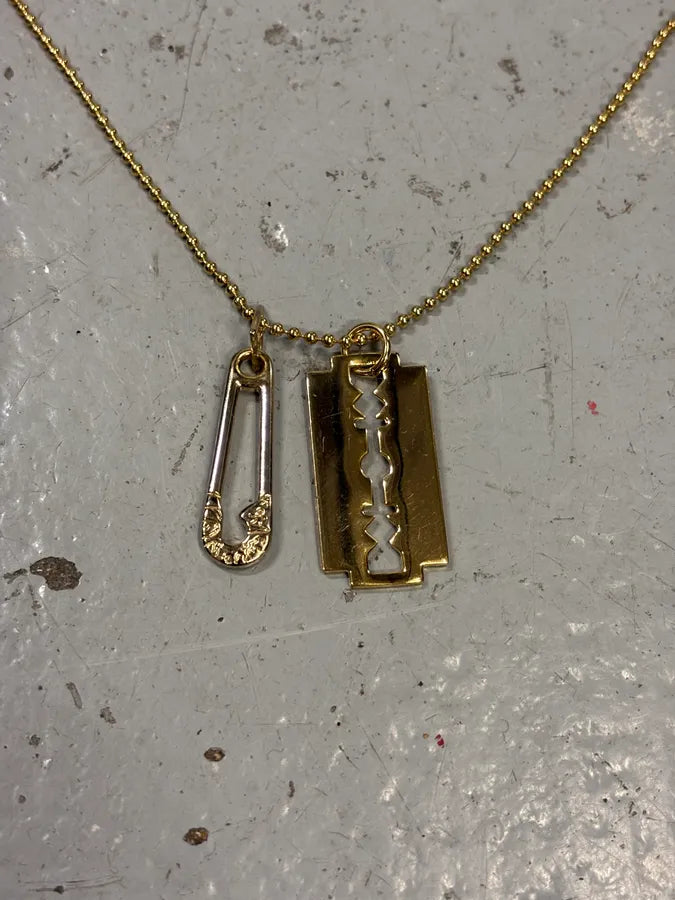 Alexander McQueen Razor Blade Pin Golden Necklace ySsbdur 3