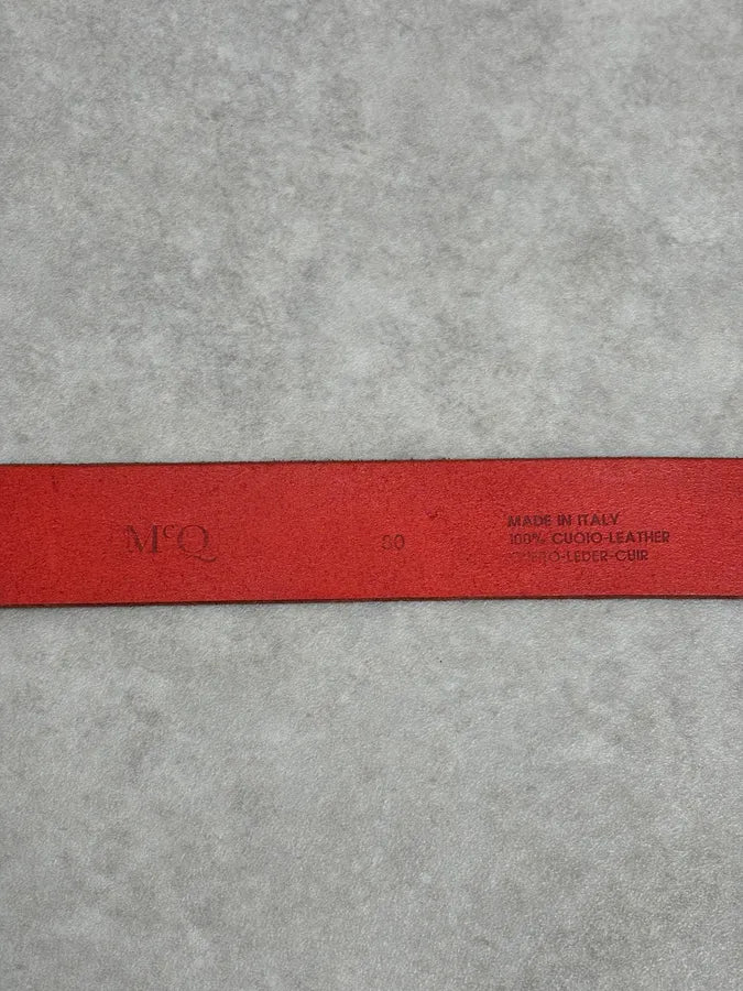 Alexander McQueen Winged Logo Buckle Red Leather Belt  XJKmzWH 8
