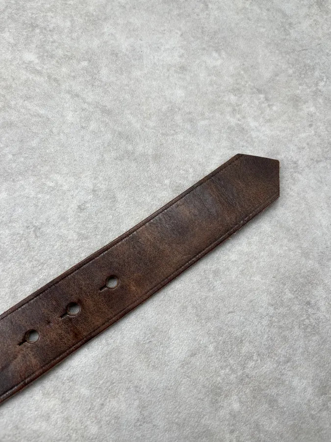 Alexander McQueen Rose Buckle Brown Leather Belt VaXMJwe 6