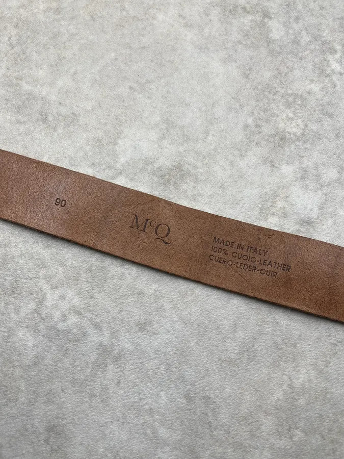 Alexander McQueen Rose Buckle Brown Leather Belt VaXMJwe 8