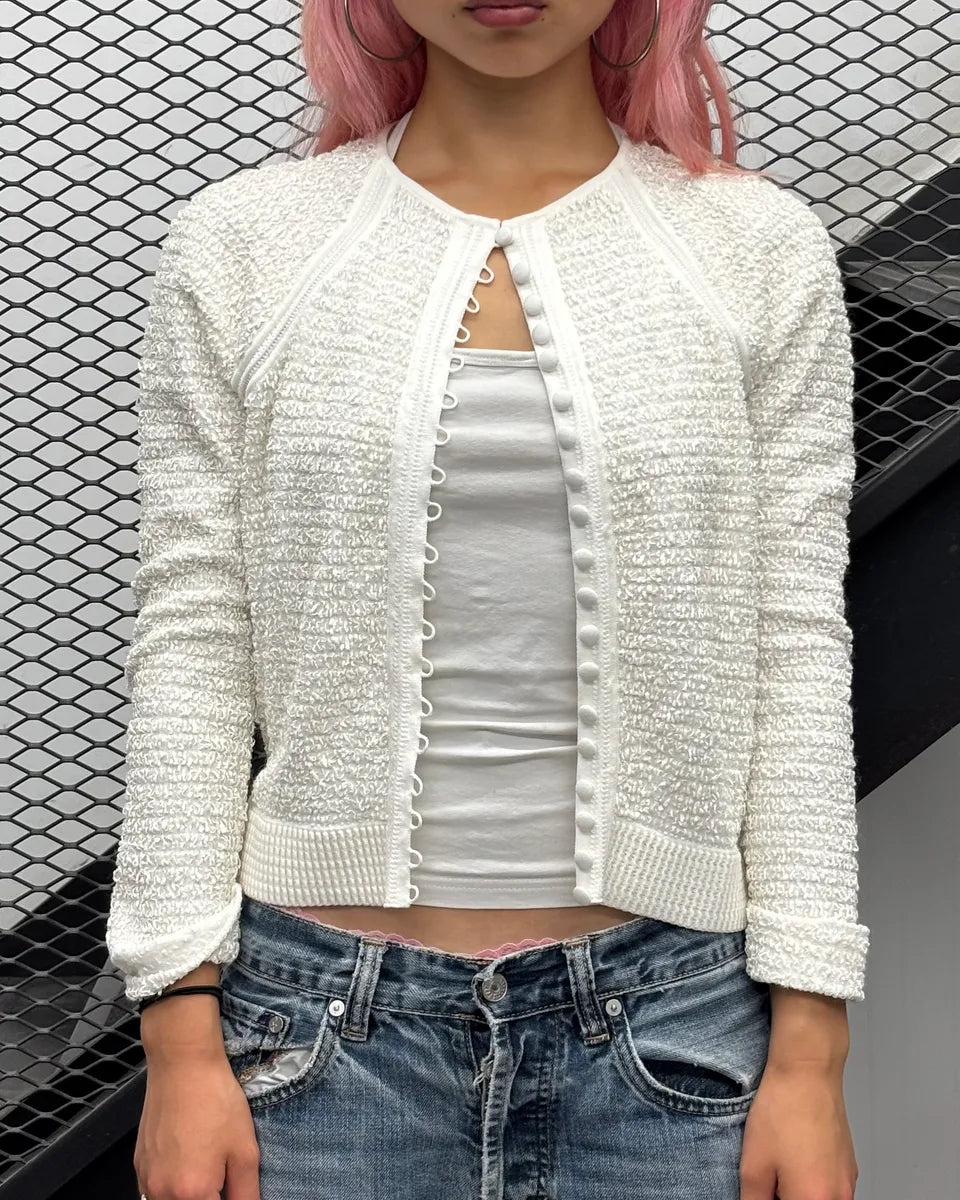Alexander McQueen White Minimalist Buttoned Cardigan qzgSmQb 0