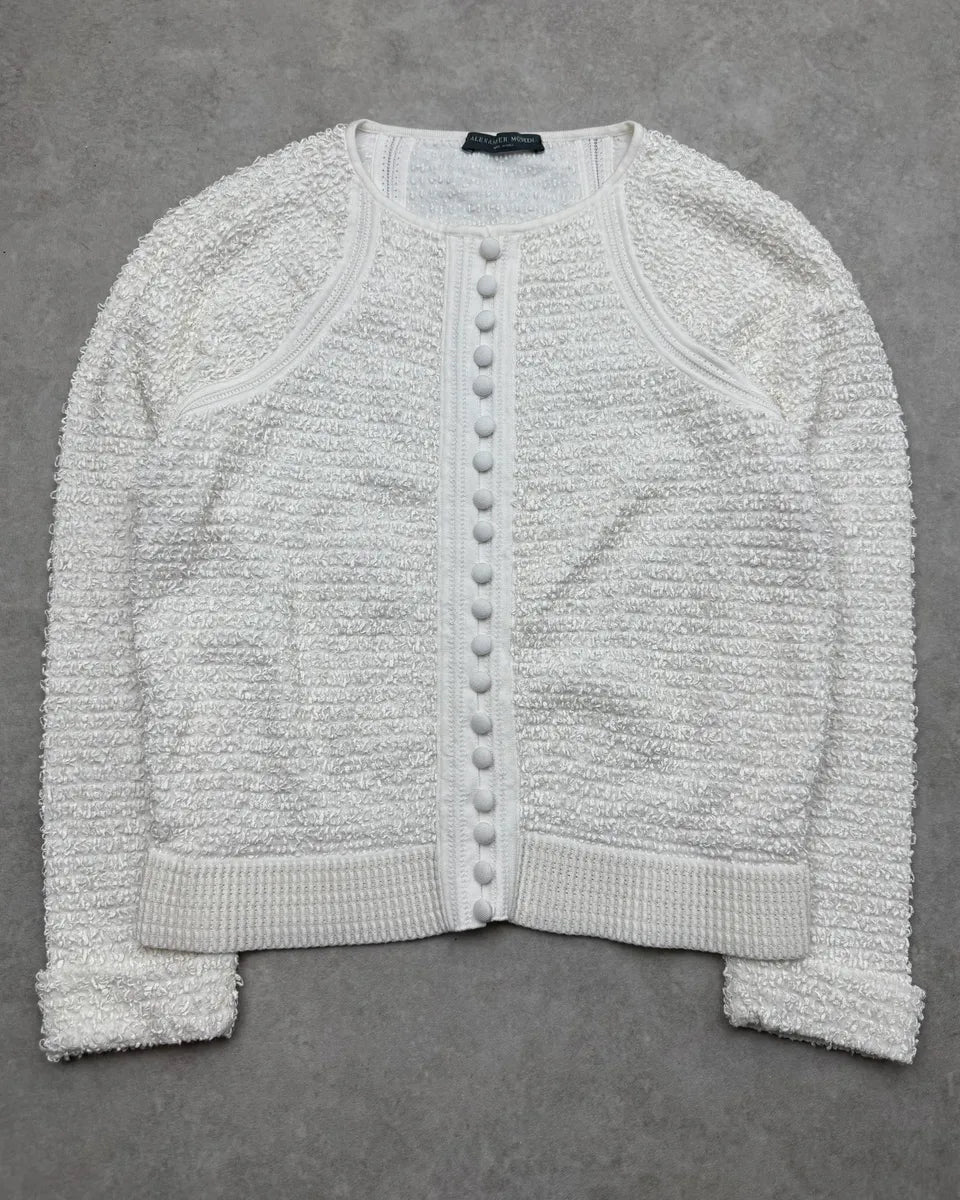 Alexander McQueen White Minimalist Buttoned Cardigan qzgSmQb 3