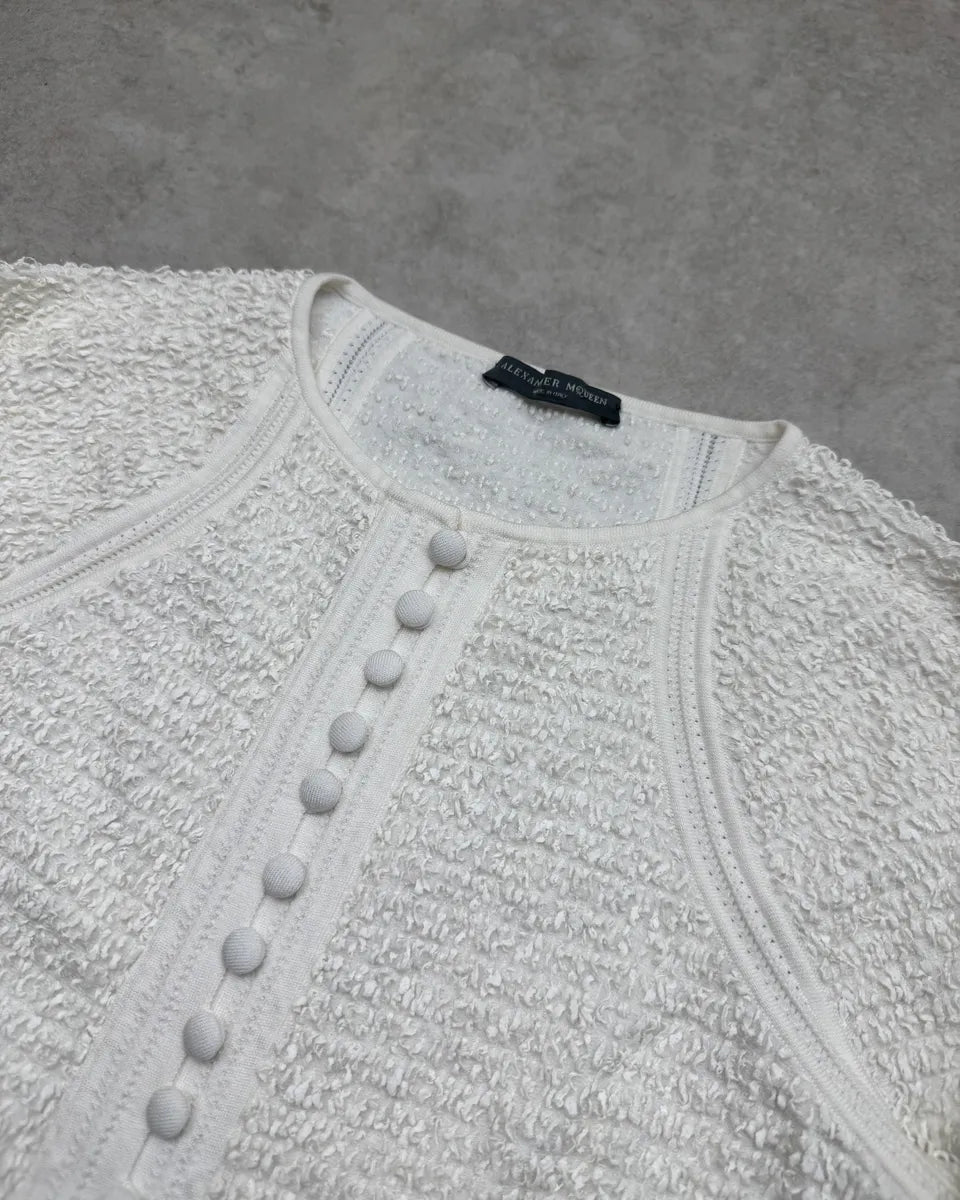 Alexander McQueen White Minimalist Buttoned Cardigan qzgSmQb 4