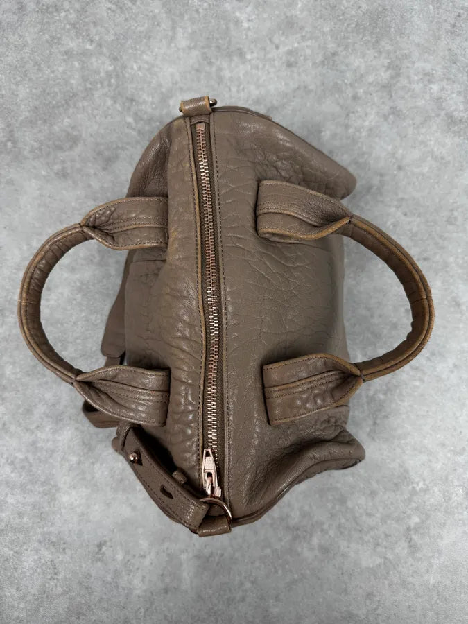 Alexander Wang Beige Studded Grained Leather Handle Bag WLDsnUW 4