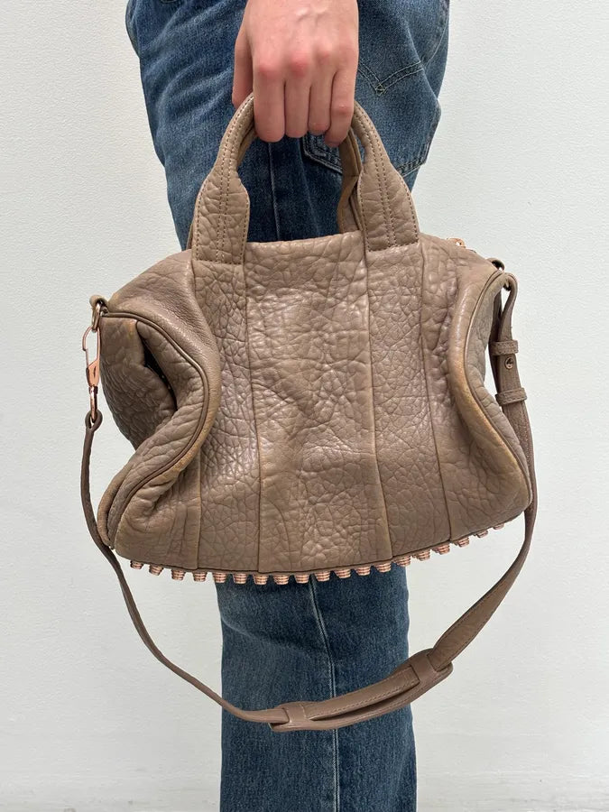Alexander Wang Beige Studded Grained Leather Handle Bag WLDsnUW 0