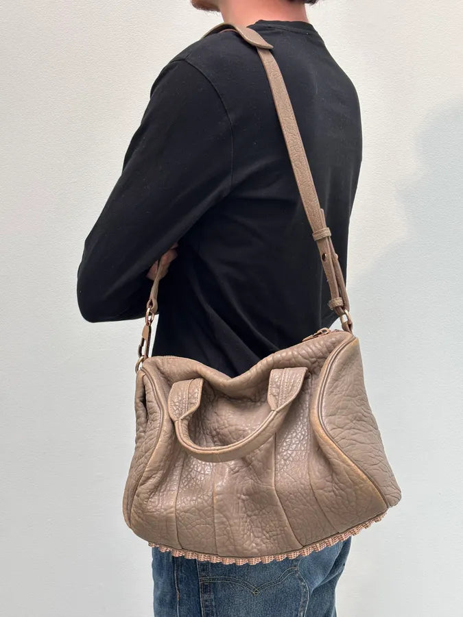 Alexander Wang Beige Studded Grained Leather Handle Bag WLDsnUW 2