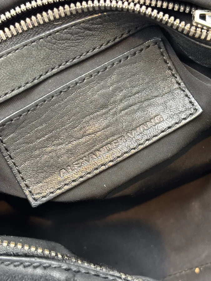 Alexander Wang Black Pony Hair & Leather Studded Duffel Bag dCyCgFl 12