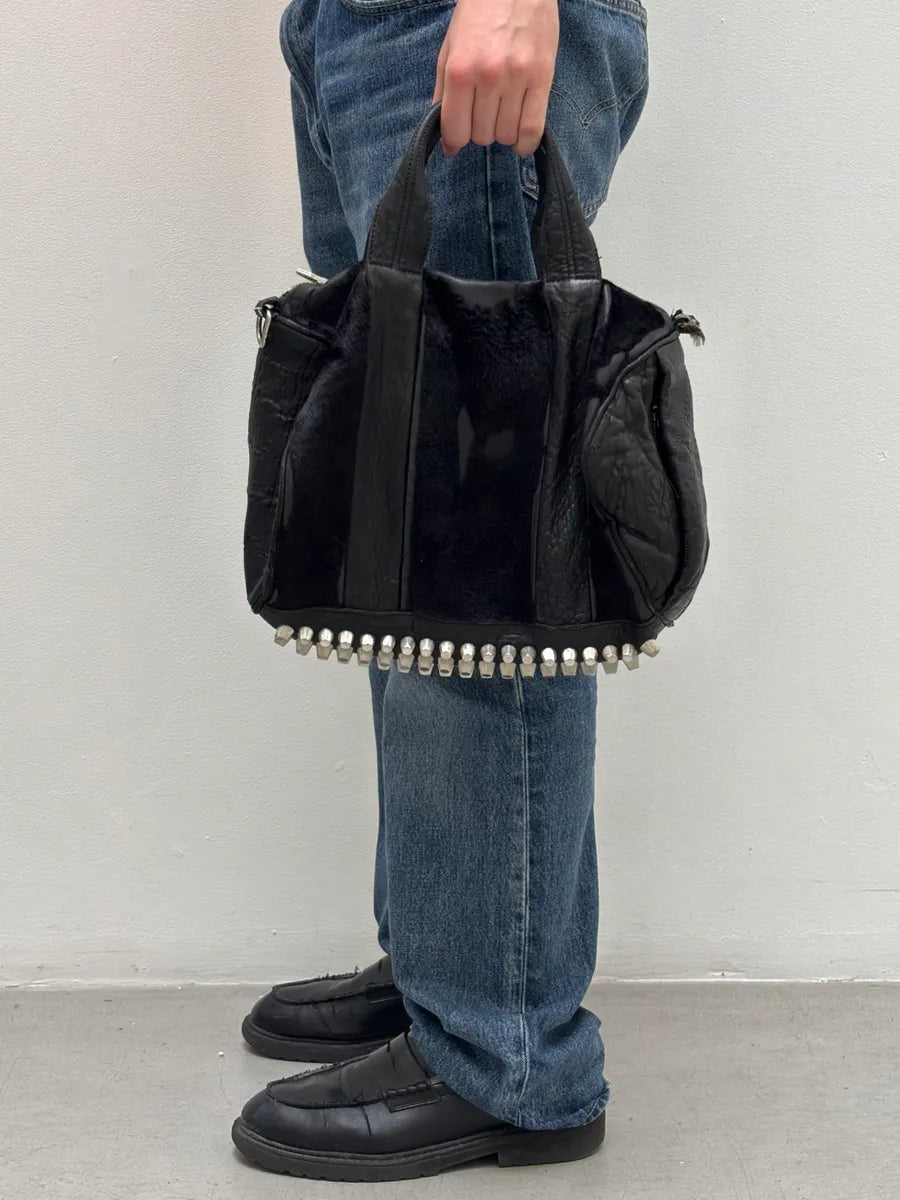 Alexander Wang Black Pony Hair & Leather Studded Duffel Bag dCyCgFl 2