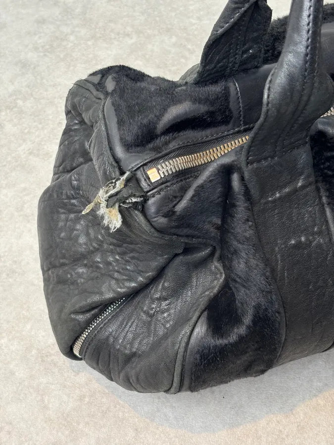 Alexander Wang Black Pony Hair & Leather Studded Duffel Bag dCyCgFl 5
