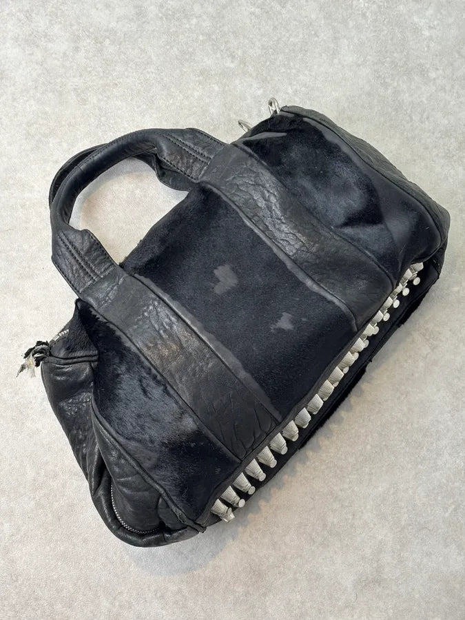 Alexander Wang Black Pony Hair & Leather Studded Duffel Bag dCyCgFl 6