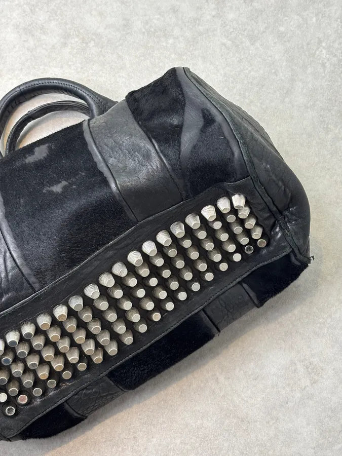 Alexander Wang Black Pony Hair & Leather Studded Duffel Bag dCyCgFl 7