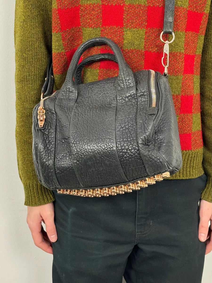 Alexander Wang Black Studded Grained Leather Shoulder Bag fGTSnjU 2