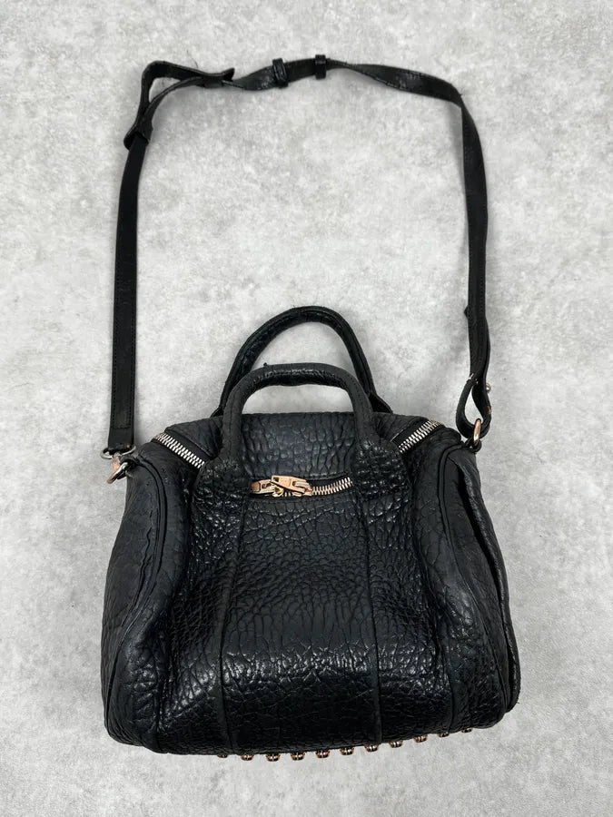 Alexander Wang Black Studded Grained Leather Shoulder Bag fGTSnjU 0