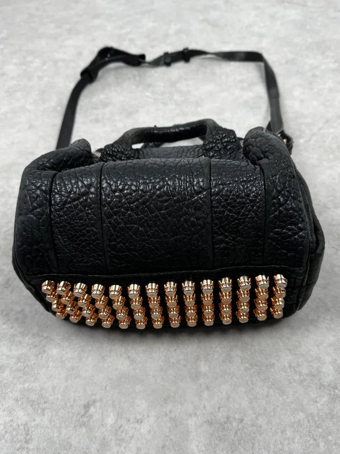 Alexander Wang Black Studded Grained Leather Shoulder Bag fGTSnjU 3