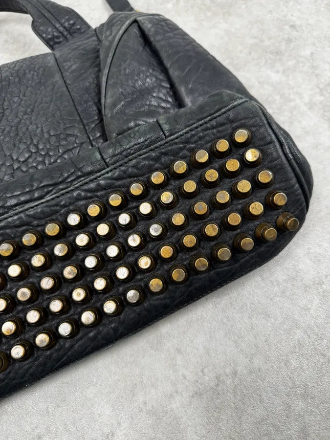 Alexander Wang Black & Gold Spikes Grained Leather SHOULDER Bag sKZpiwQ 10