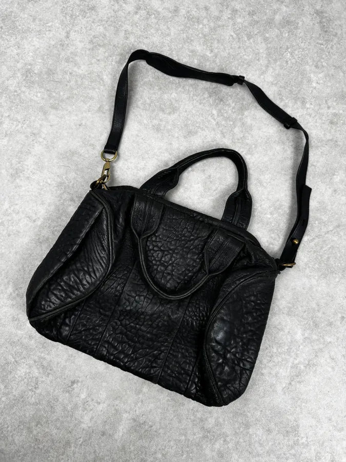 Alexander Wang Black & Gold Spikes Grained Leather SHOULDER Bag sKZpiwQ 5