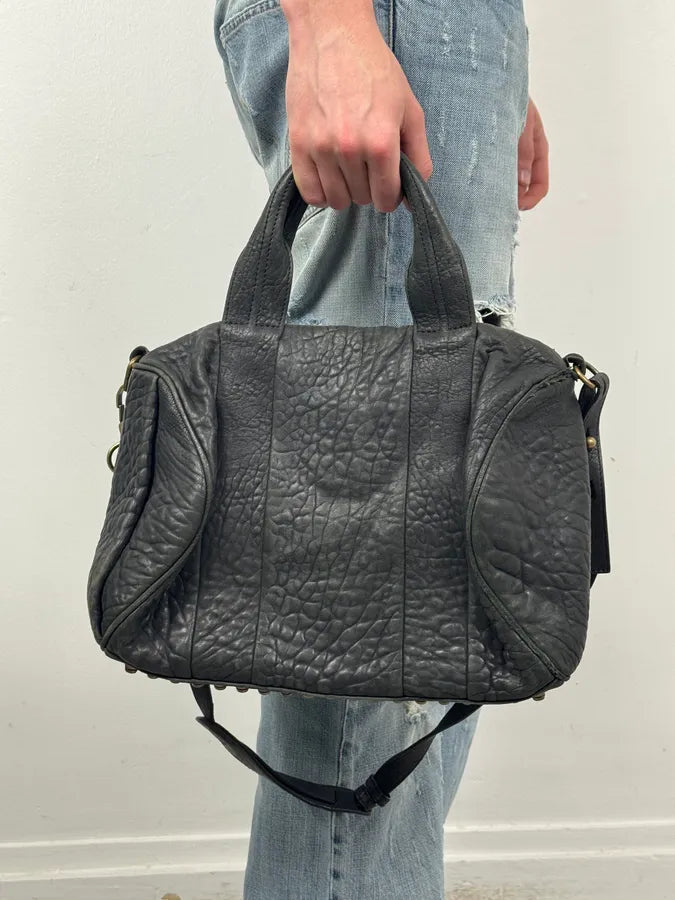 Alexander Wang Black & Gold Spikes Grained Leather SHOULDER Bag sKZpiwQ 2