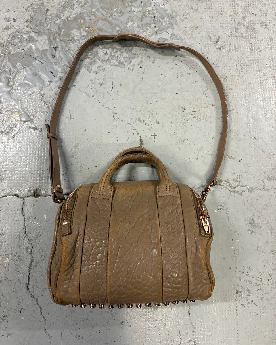 Alexander Wang Eroded Beige & Grey Leather Studded Handle Bag vQaTDRX 2