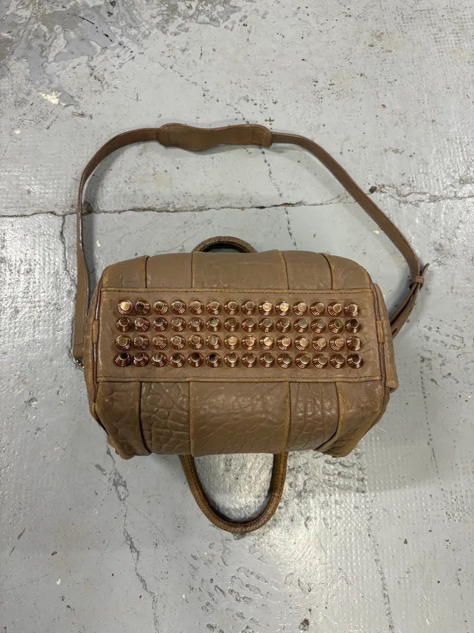 Alexander Wang Eroded Beige & Grey Leather Studded Handle Bag vQaTDRX 6