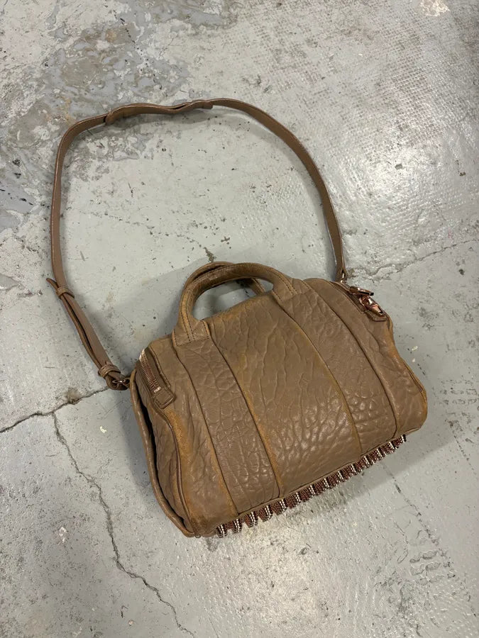 Alexander Wang Eroded Beige & Grey Leather Studded Handle Bag vQaTDRX 3