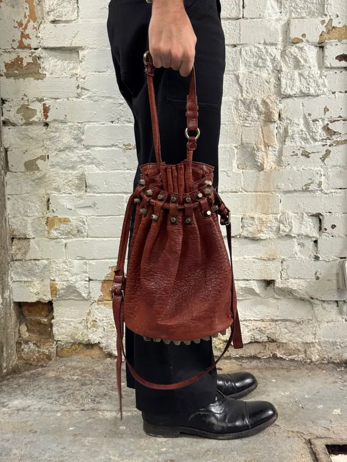 Alexander Wang Red Leather Studded Bucket Bag gWnuzVJ 1