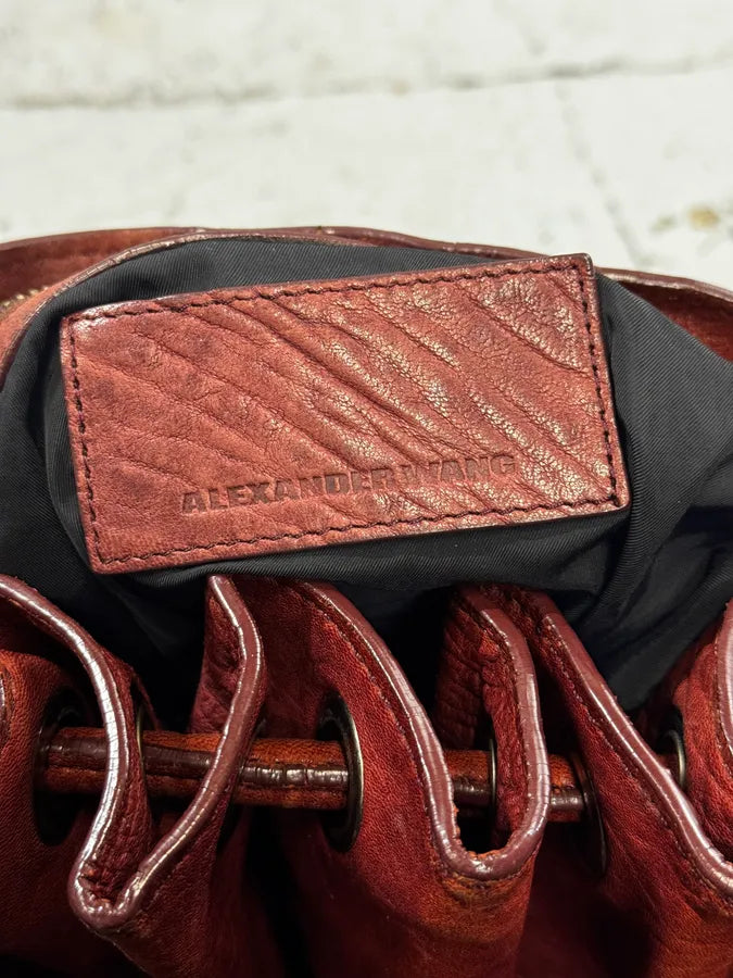 Alexander Wang Red Leather Studded Bucket Bag gWnuzVJ 15