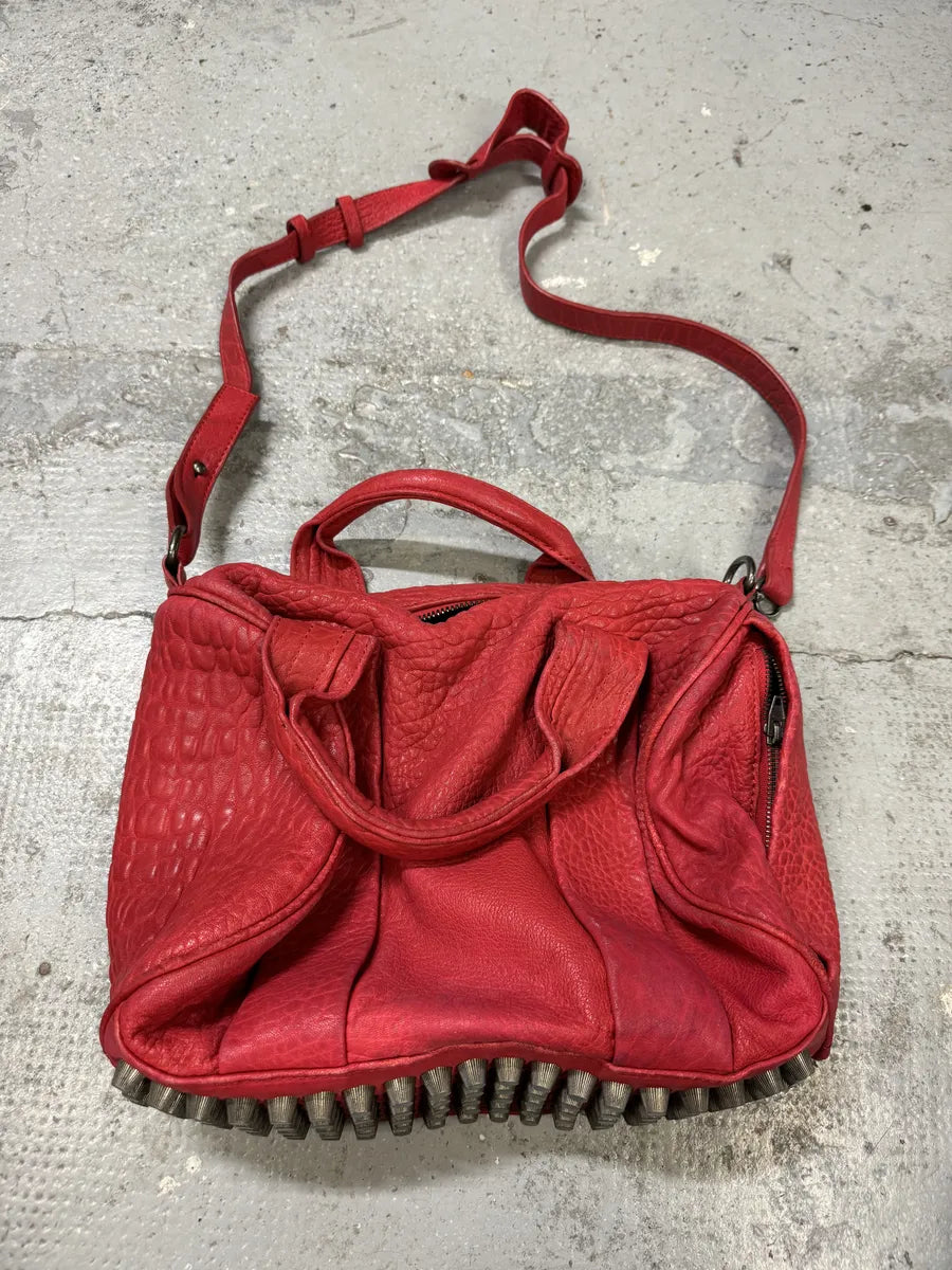 Alexander Wang Red Leather Studded Shoulder Bag UguzQma 0
