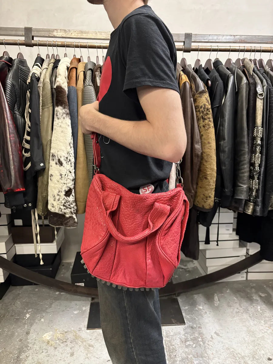 Alexander Wang Red Leather Studded Shoulder Bag UguzQma 3
