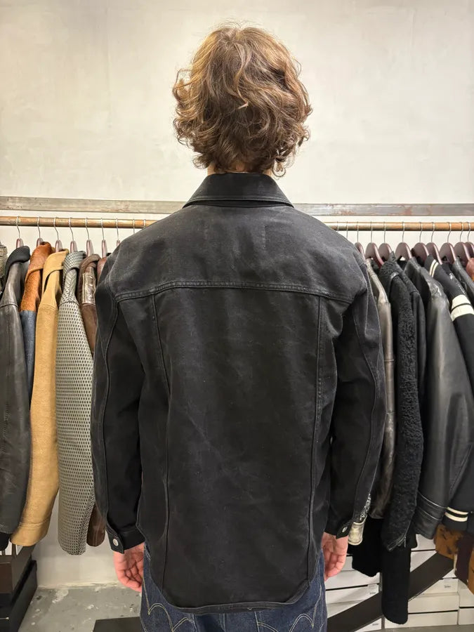 Ami Workwear Buttoned Black Cotton Jacket vTJLxVK 2