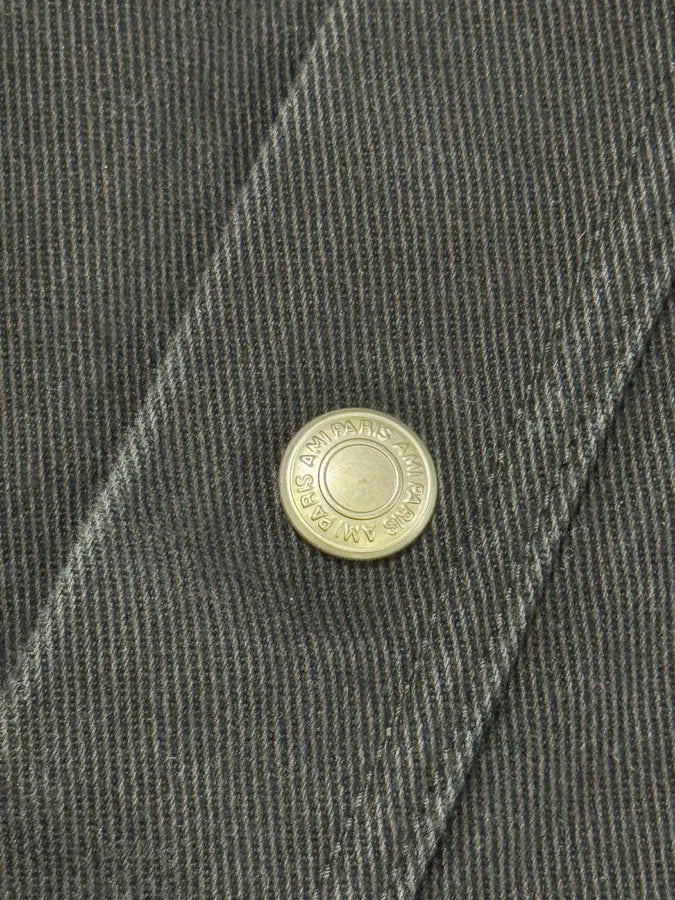 Ami Workwear Buttoned Black Cotton Jacket vTJLxVK 7