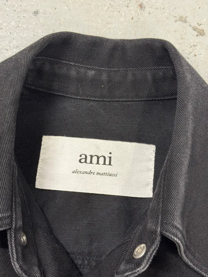 Ami Workwear Buttoned Black Cotton Jacket vTJLxVK 8