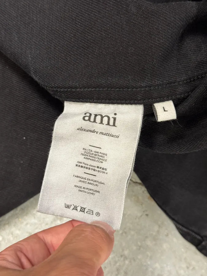 Ami Workwear Buttoned Black Cotton Jacket vTJLxVK 9
