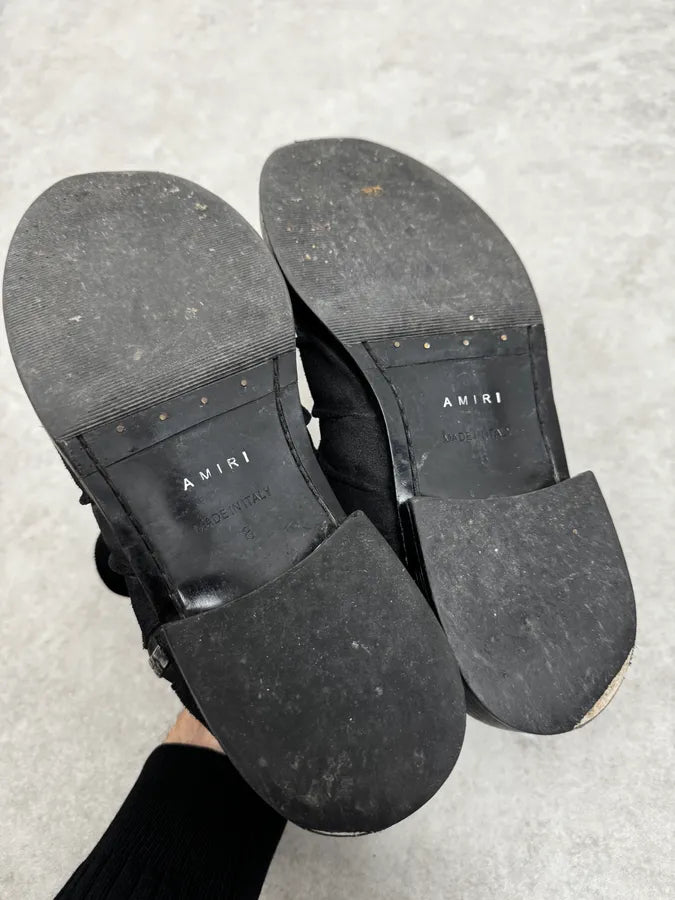 Amiri Black Eroded Suede Leather Zipper Boots GEpYHed 5